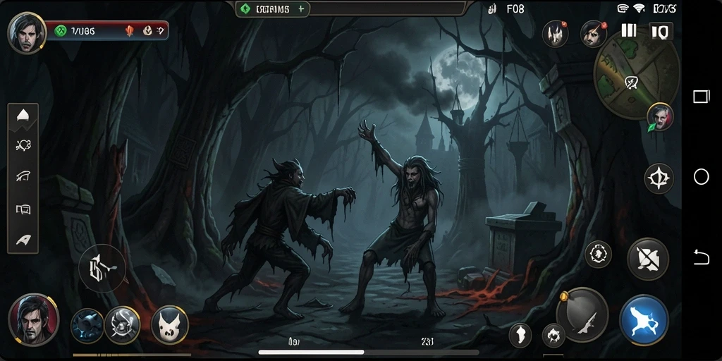 Screenshot gameplay F08 menampilkan karakter dalam situasi menyeramkan di kegelapan.