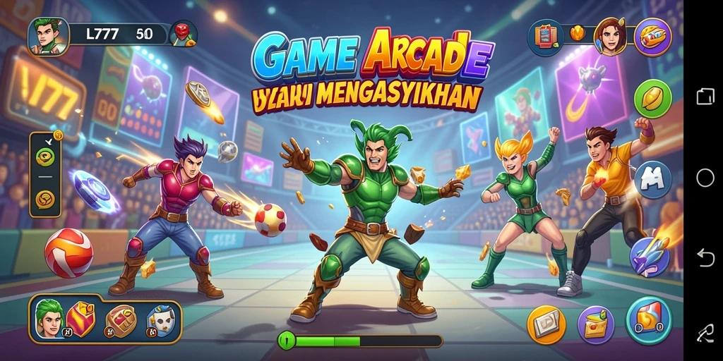 Gambar menunjukkan gameplay menarik L777 di dunia Arcade.