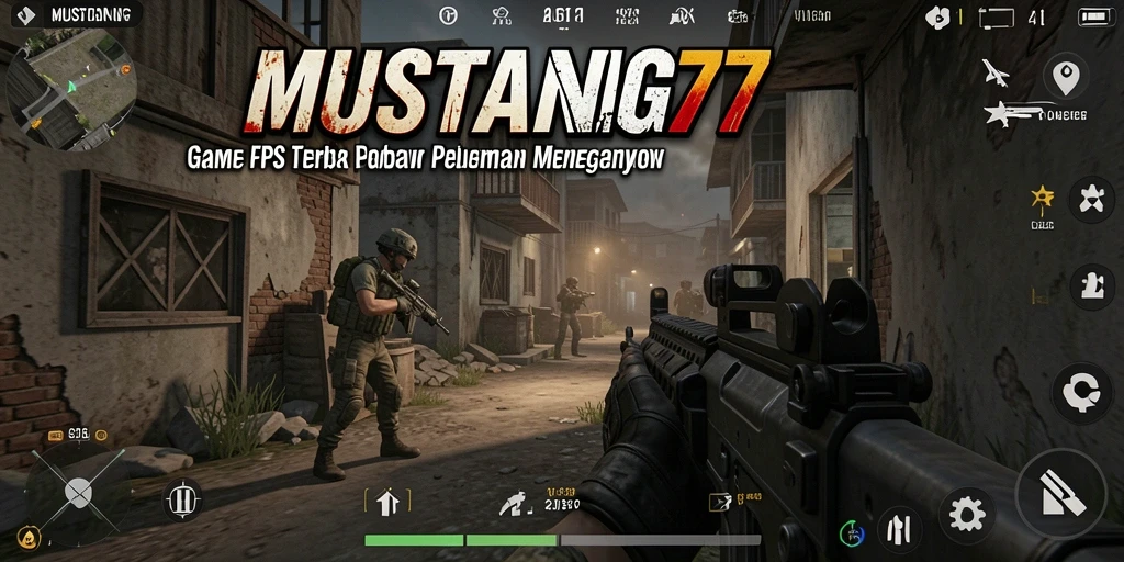Screenshot menampilkan pertempuran penuh aksi di MUSTANG77.