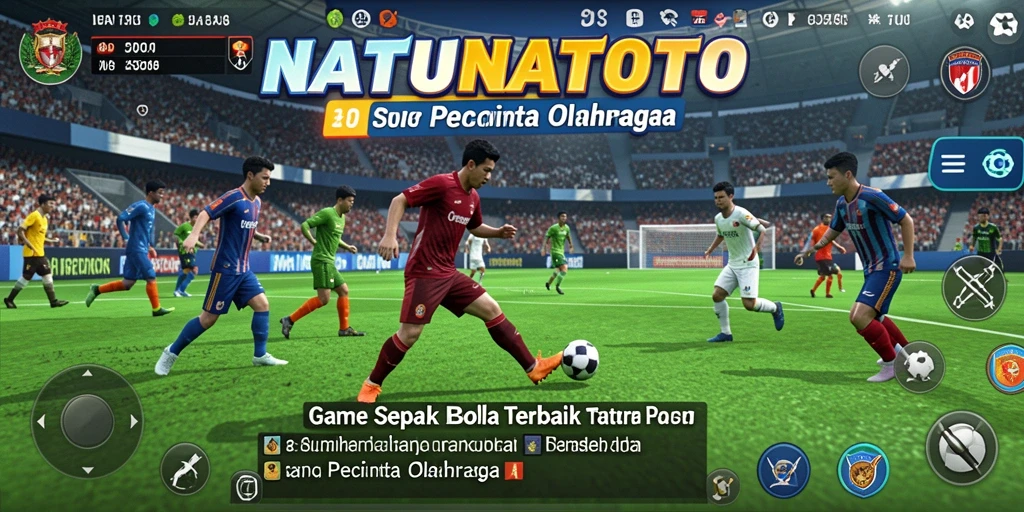 Screenshot gameplay NATUNATOTO menampilkan aksi mendebarkan di lapangan sepak bola.
