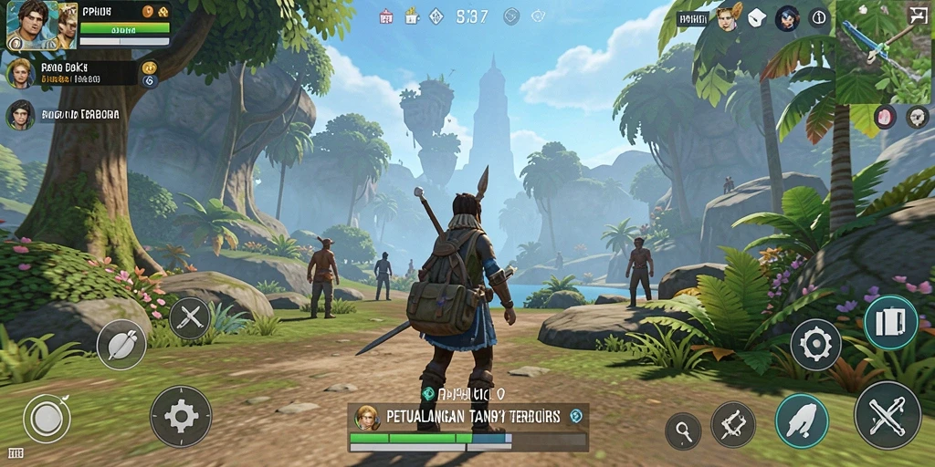 Screenshot gameplay PPHOKI yang menunjukkan dunia terbuka yang menakjubkan.
