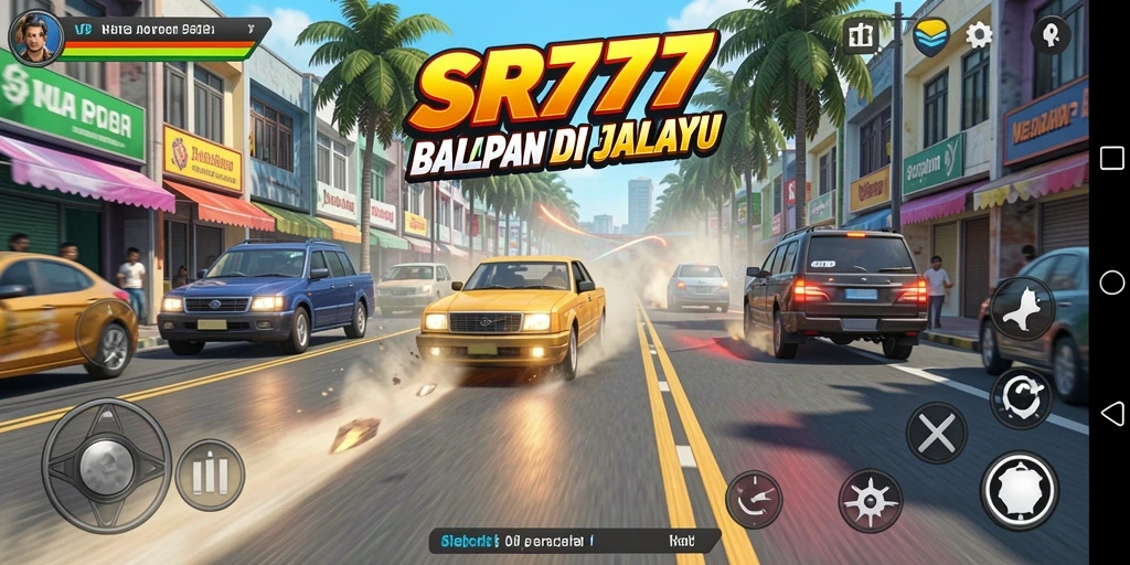 Tampilan gameplay yang mendebarkan dan penuh aksi di SR777.