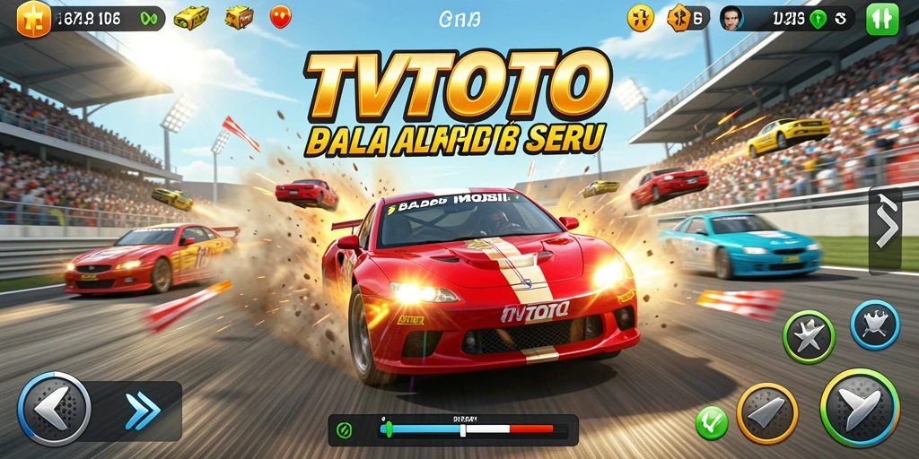 Tampilan gameplay TVTOTO yang mendebarkan saat balapan.